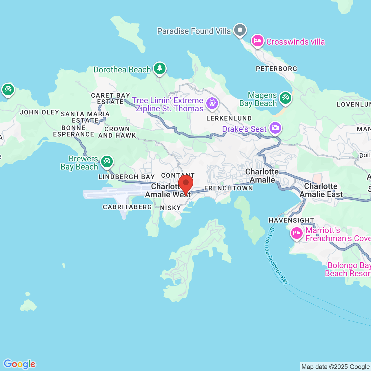 Google map image of our location in 8000 Nisky Center St. Thomas, VI