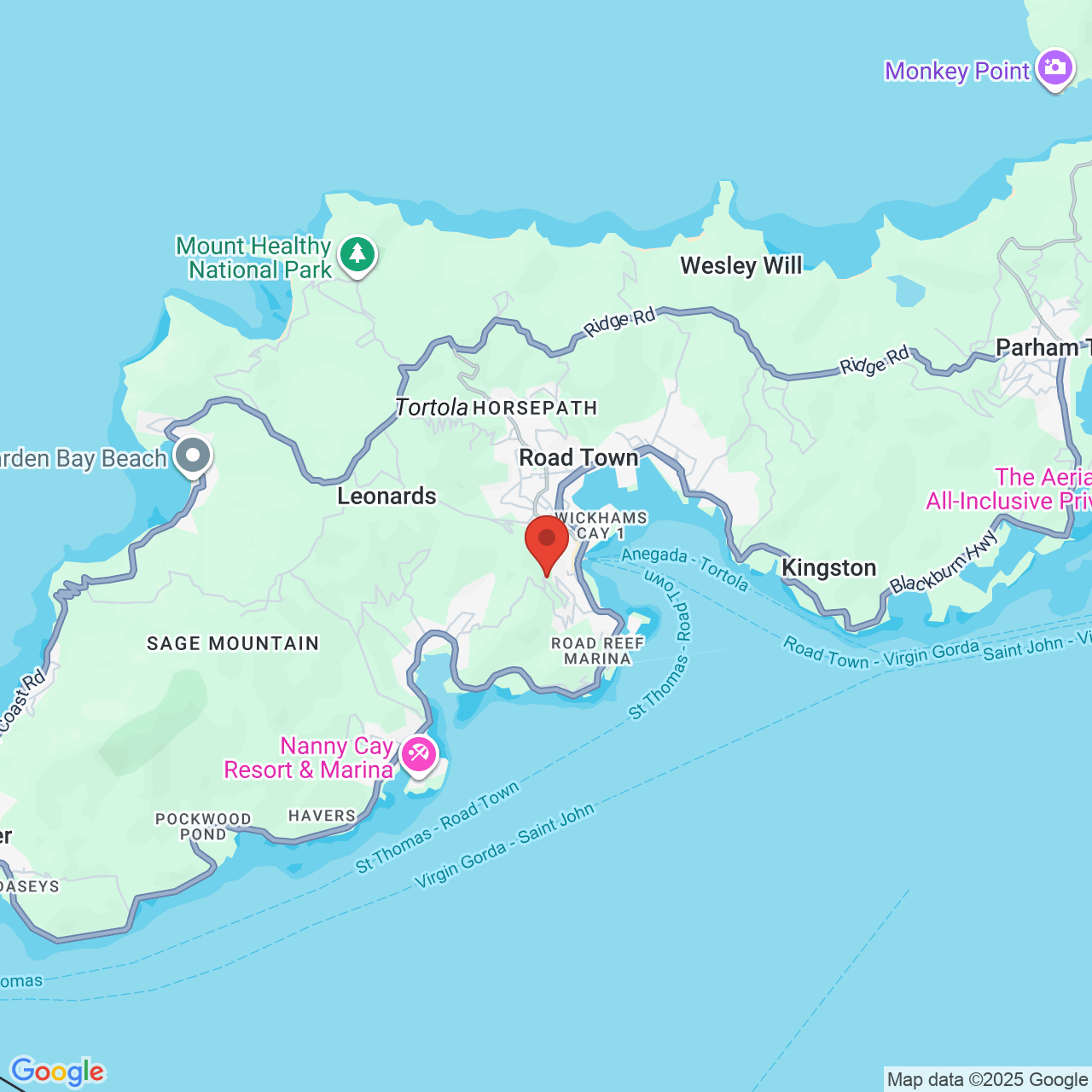 Google map image of our location in C98J+R9J Main St Road Town, VI
